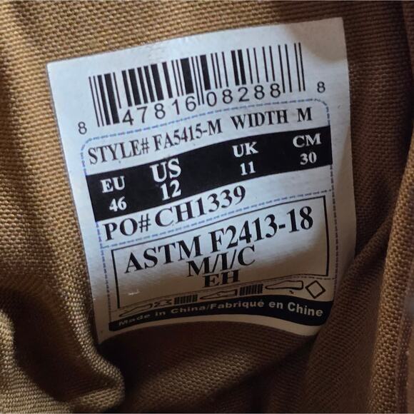 Carhartt Force 5-inch Lightweight Sneaker Boot Nano COMPOSITE SAFETY TOE size 12 - Picture 12 of 14